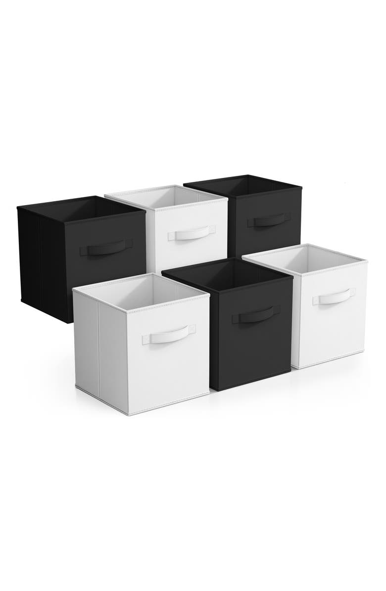 SORBUS 6-Pack Collapsible Storage Cubes, Main, color, Black And White