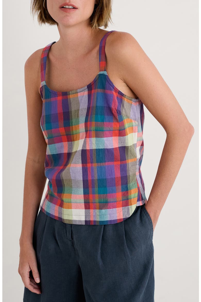 Hares Tail Relaxed Organic Cotton Tank, Main, color, FLORABUNDA MULTI DAMSON