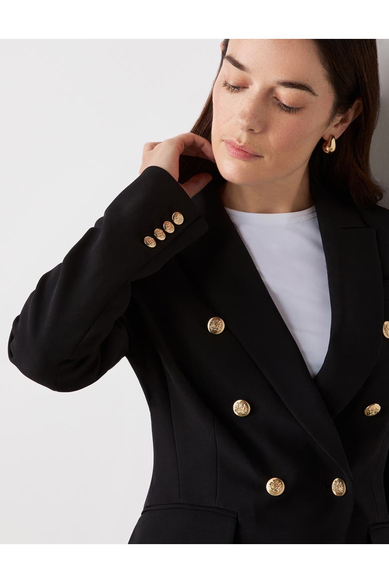 Lydia Long Sleeve Button Detail Blazer, Alternate, color, Black