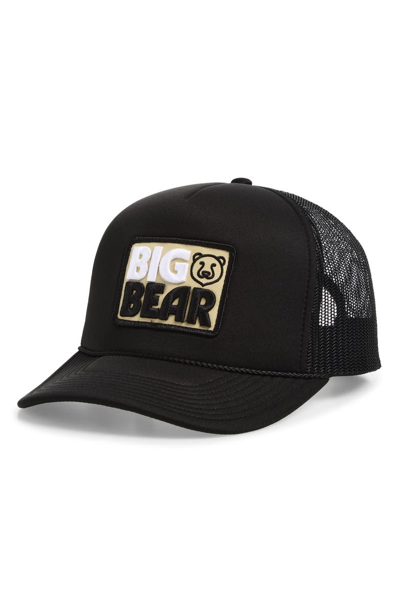 Local Beach Big Bear Patch Snapback Trucker Hat, Main, color, Black