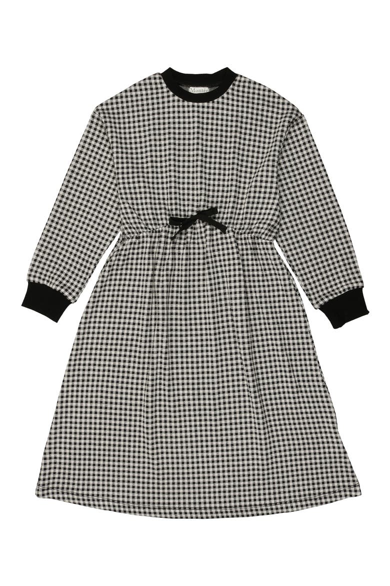 Kids' Gingham Long Sleeve Dress, Main, color, BLACK