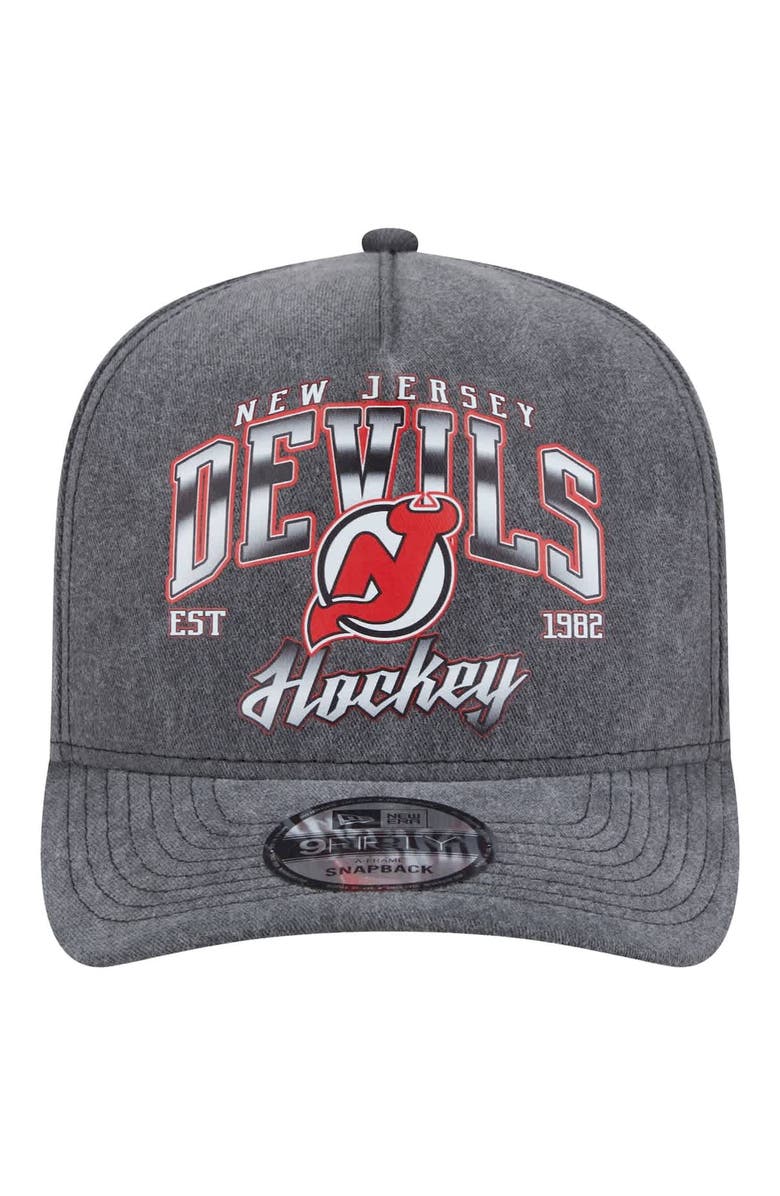 New Era Men's New Era Charcoal New Jersey Devils Throwback Washed A-Frame Pre-Curved 9FIFTY Snapback Hat, Alternate, color, Charcoal