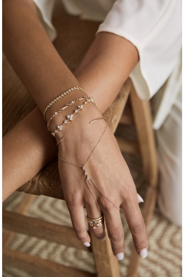 14K Gold Curb Chain Diamond Tennis Bracelet, Alternate, color, YELLOW