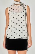 Endless Rose Polka Dot Bow Neck Sleeveless Top