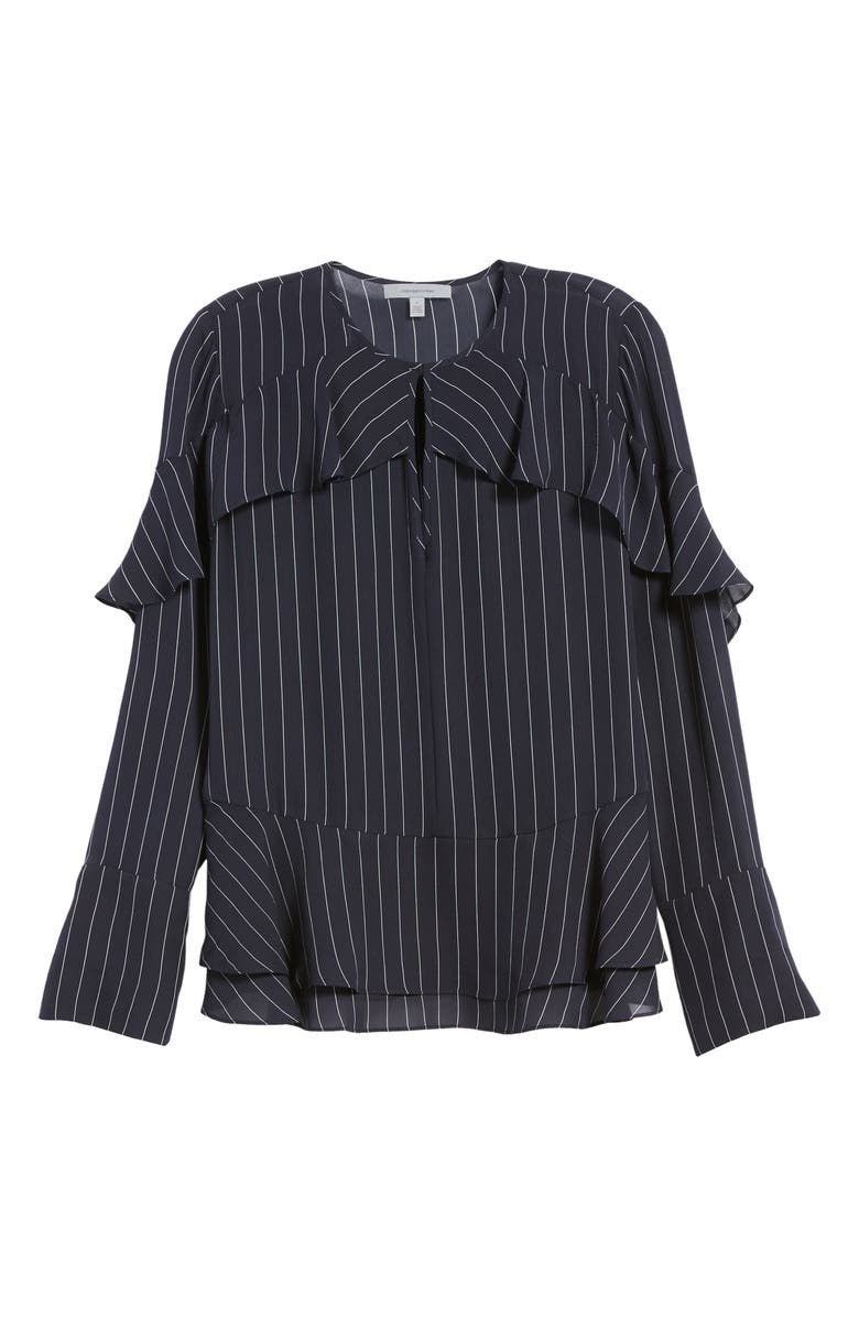 Classiques Entier<sup>®</sup> Bell Sleeve Pinstripe Silk Blouse, Alternate, color, 