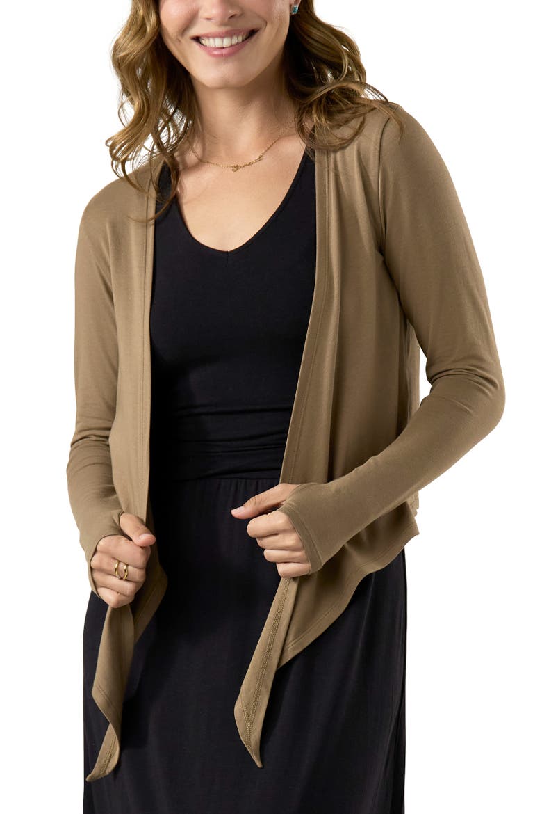 Long Sleeve Crossover Sun Wrap, Alternate, color, Mocha