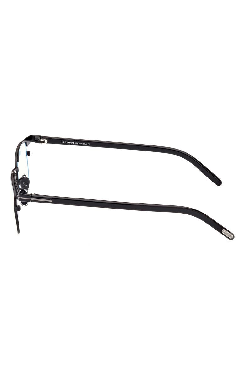 TOM FORD 49mm Small Square Blue Light Blocking Reading Glasses, Alternate, color, 