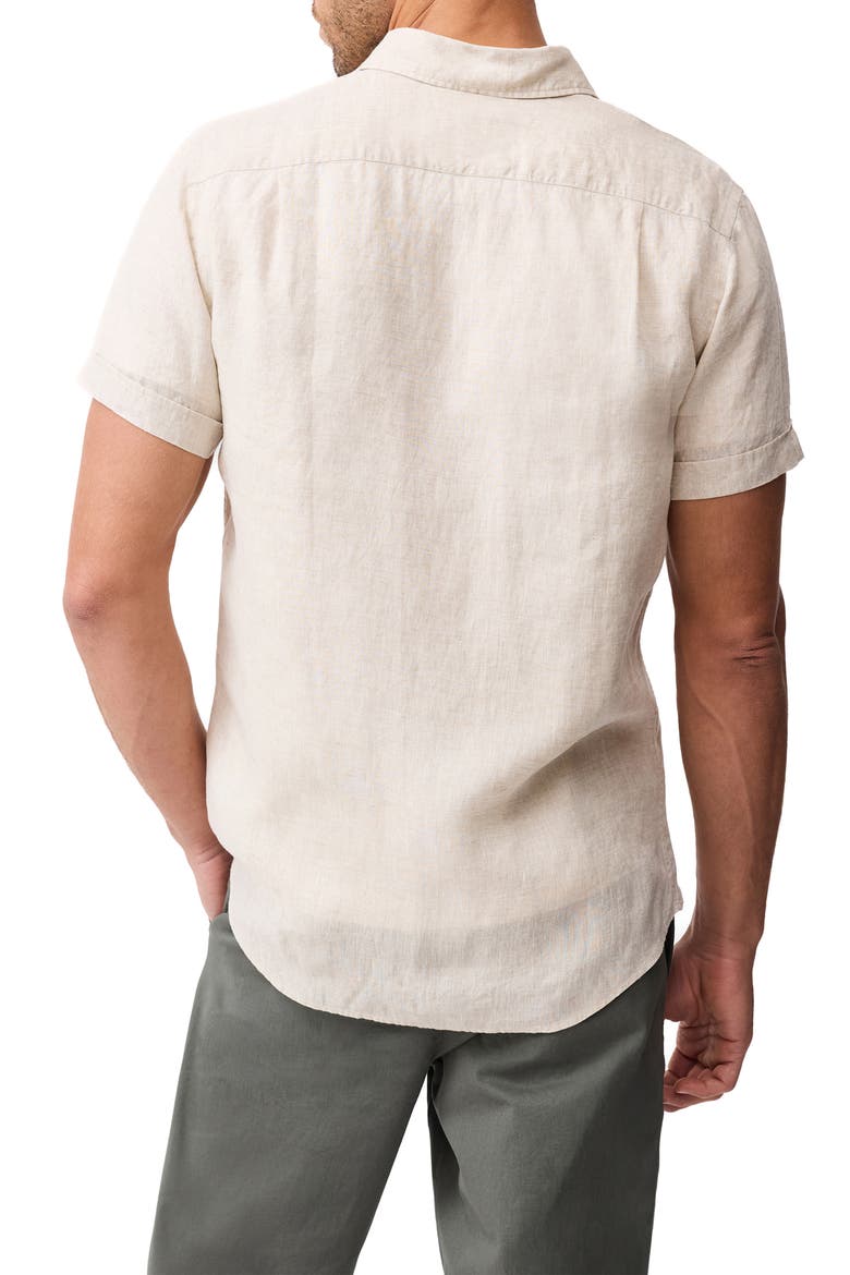 Palm Beach Sports Fit Short Sleeve Linen Button-Up Shirt, Alternate, color, OATMEAL