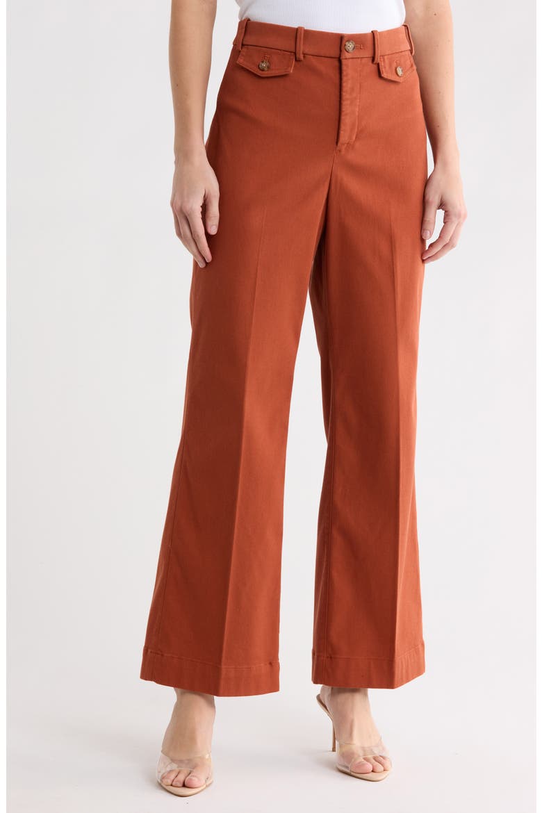 Button Pocket High Waist Flare Leg Pants, Alternate, color, SIENNA