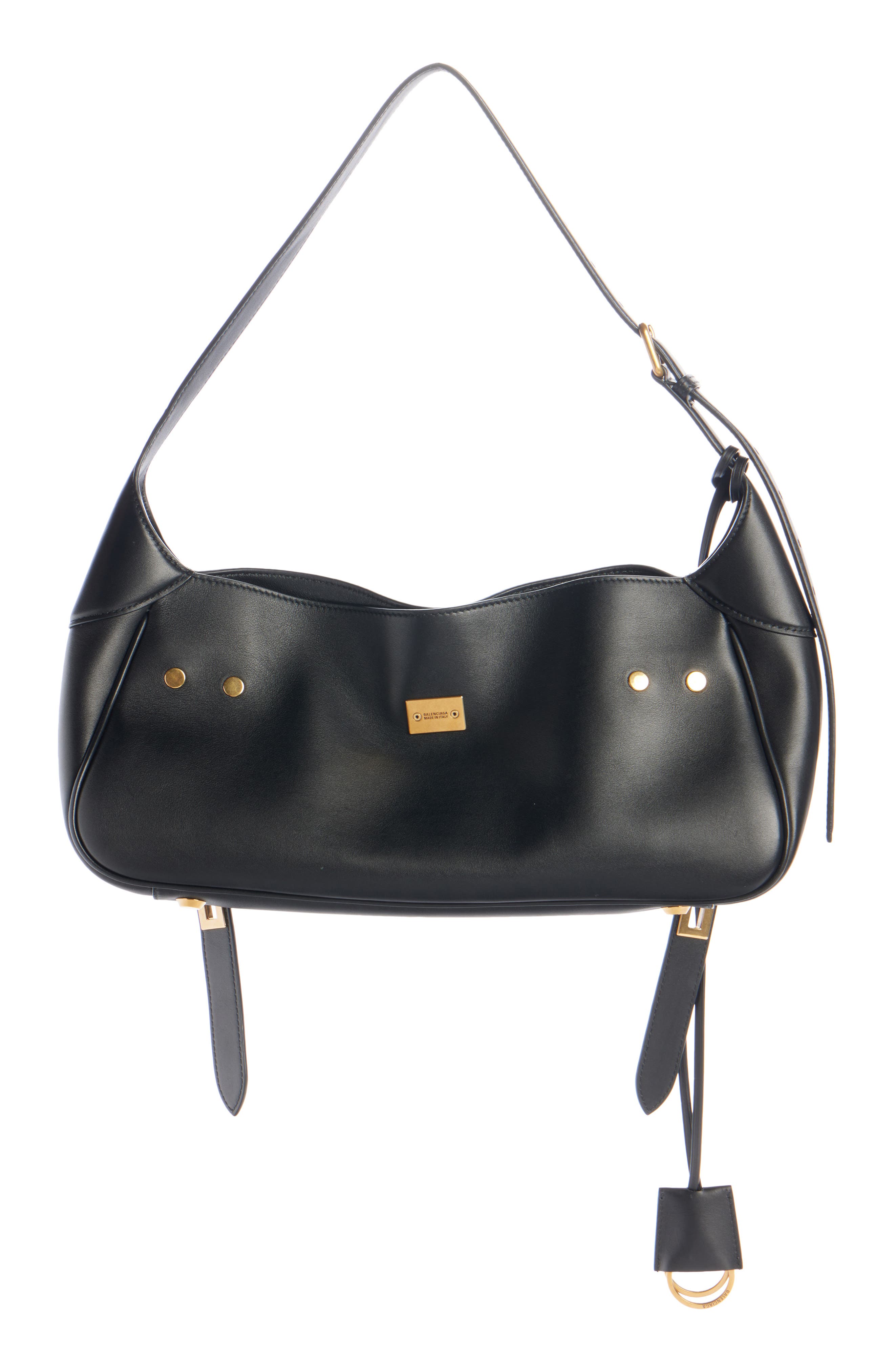 Balenciaga Small Bel Air Leather Shoulder Bag, Alternate, color, 1000 Black