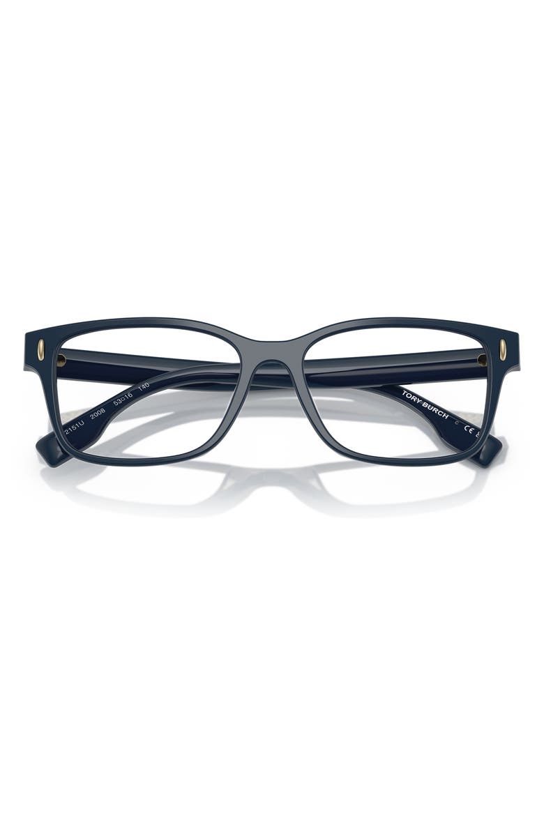 Tory Burch 53mm Rectangular Optical Glasses, Alternate, color, Navy