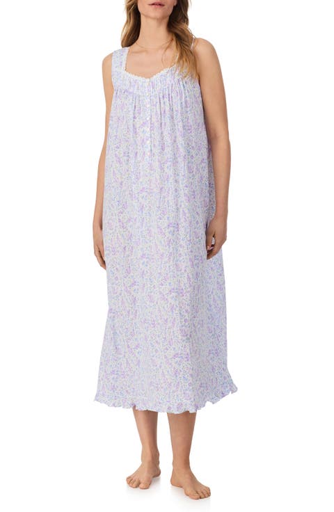 Floral Sleeveless Ballet Cotton Lawn Nightgown