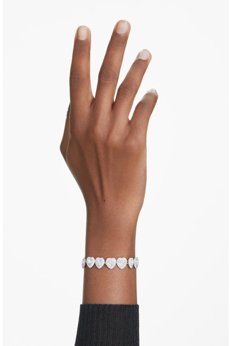 x Ariana Grande Angelic Crystal Heart Line Bracelet, Alternate, color, WHITE/ SILVER