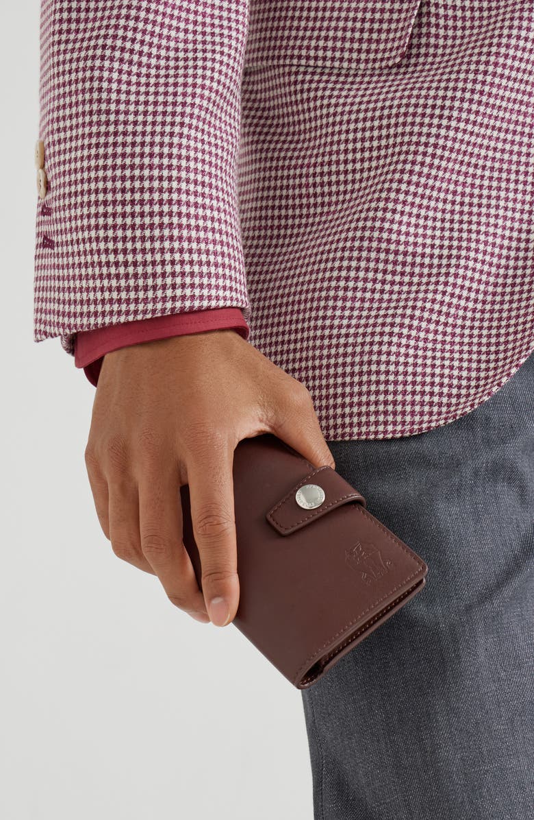 Brunello Cucinelli Calfskin wallet, Alternate, color, Brown