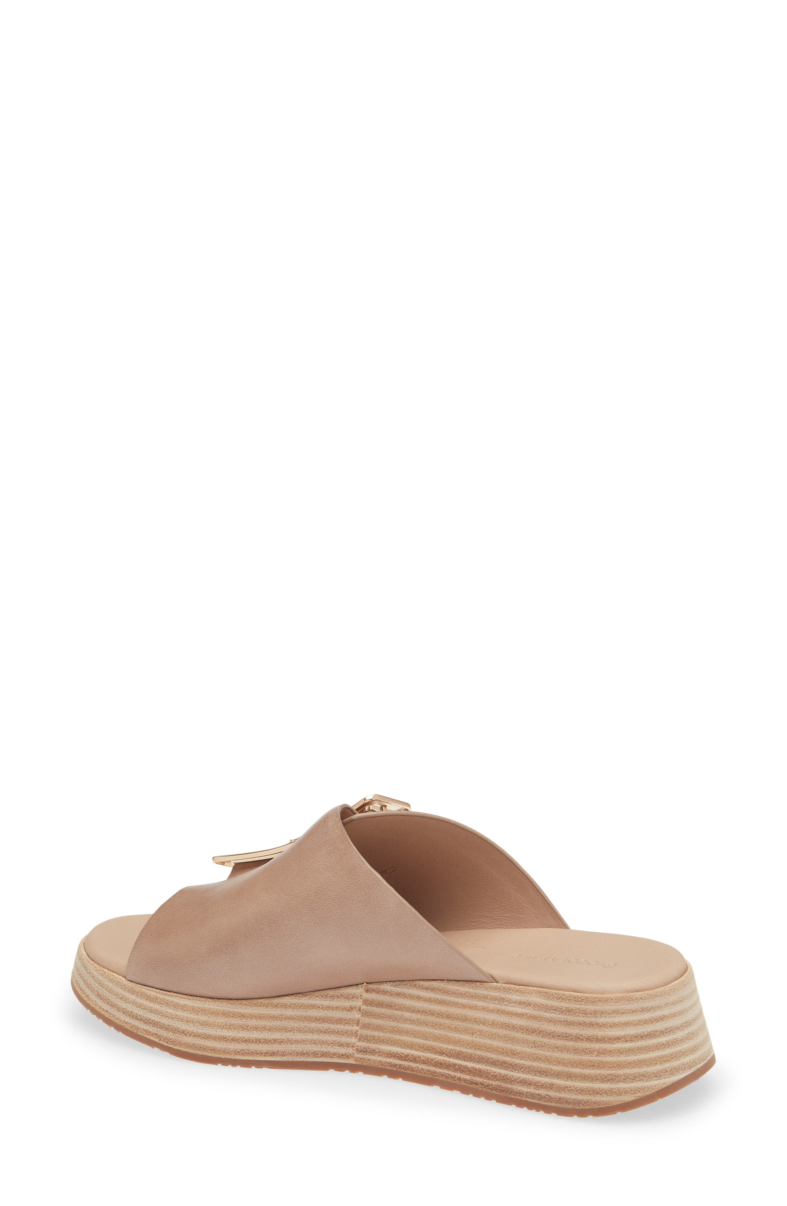 Ela Platform Wedge Slide Sandal, Alternate, color, KHAKI LEATHER