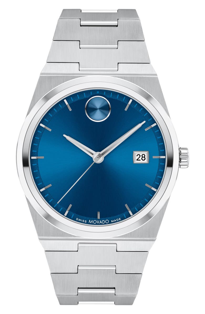 Movado Quest Bracelet Watch, 40mm, Main, color, Blue Dial