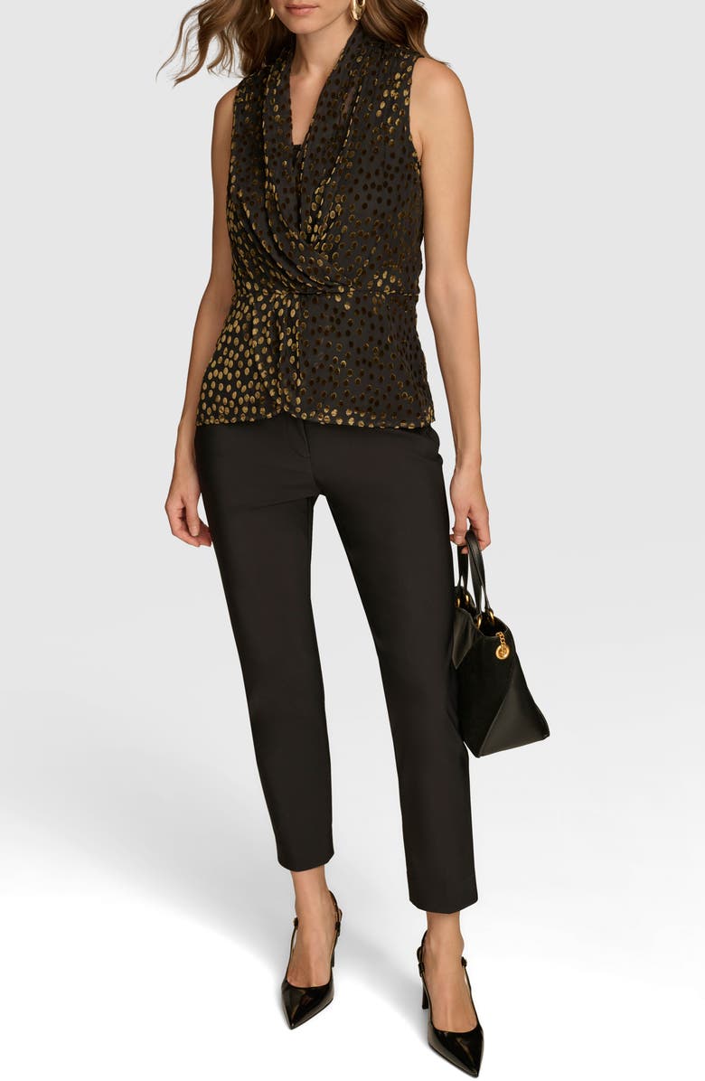 Donna Karan New York Velvet Burnout Dot Sleeveless Top, Alternate, color, Black/ Gold