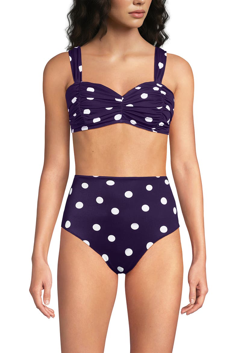 Slender Lite Sweetheart Shirred Bikini Top, Main, color, Blackberry Polka Dot