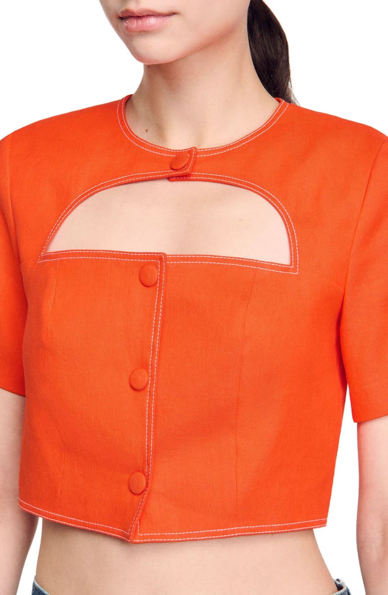 SANDRO Crop top with cutout design, Alternate, color, 