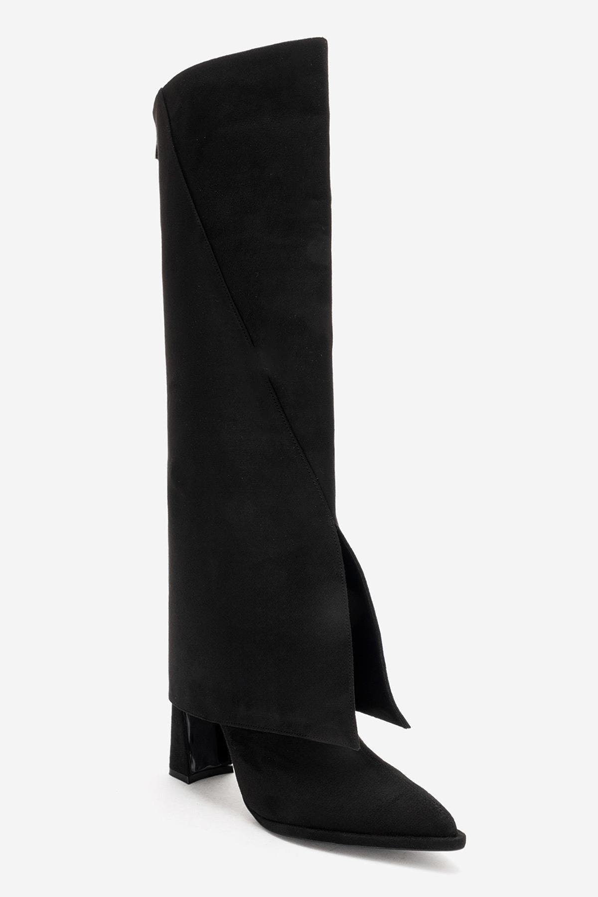 Aja Block Heel Convertible Knee High Boot, Alternate, color, Black Suede Faux Leather