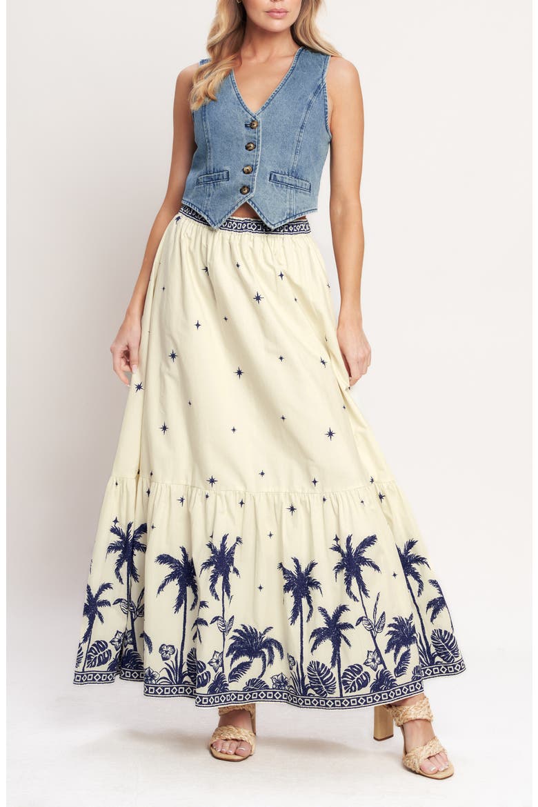 Print Cotton Maxi Skirt, Alternate, color, OFF WHITE