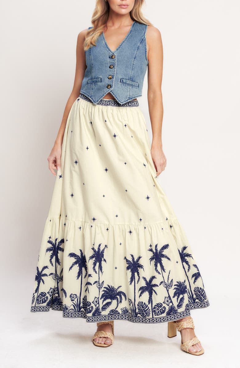 FLYING TOMATO Print Cotton Maxi Skirt, Alternate, color, Off White