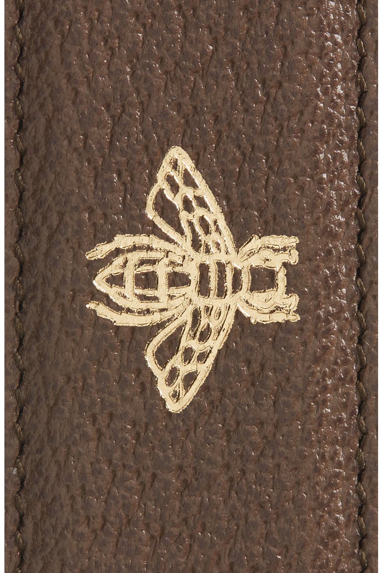 Bee & Star Print Leather Belt, Alternate, color, METALLIC GOLD
