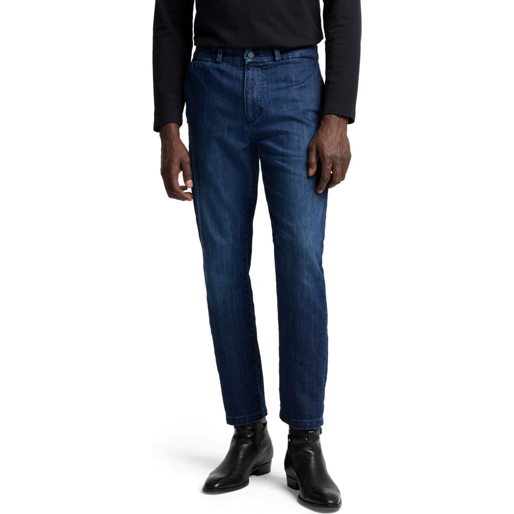 7 For All Mankind Airweft Slim Straight Fit Denim Chinos In Rialto Blue In Blue