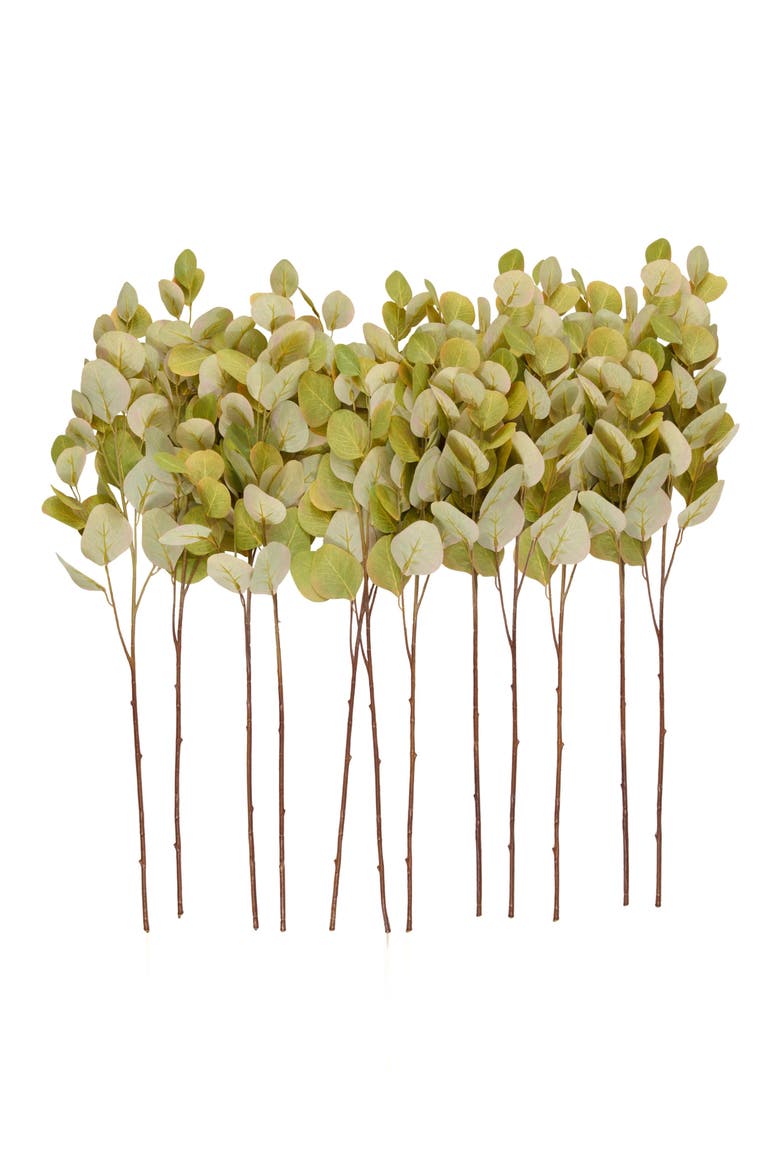 Set of 12 Eucalyptus Artificial Stems, Main, color, GREEN