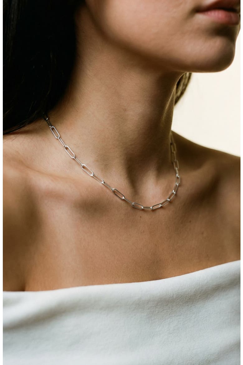 Paperclip Chain Necklace, Alternate, color, SILVER