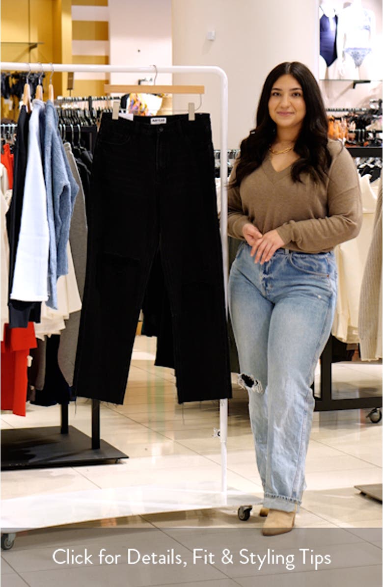 High Waist Lace Inset Rip Straight Leg Jeans, sales video thumbnail