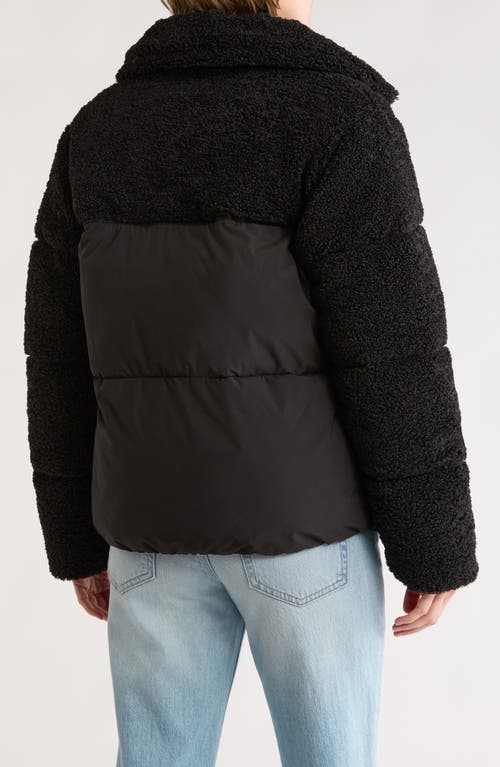 Lucky Brand Missy Faux Fur Teddy Puffer Jacket In Black