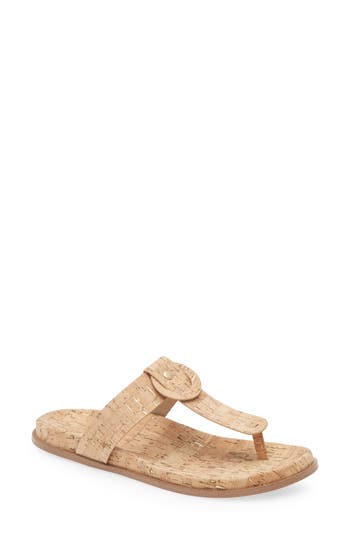 Korks Audie Thong Sandal In Natural Cork