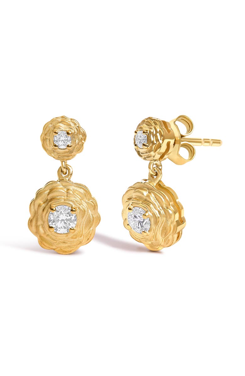 Haus of Brilliance 14K Yellow Gold Plated Sterling Silver 1/2 Cttw Lab Grown Diamond Rose Motif Drop Earrings, Alternate, color, Yellow Gold Over Silver