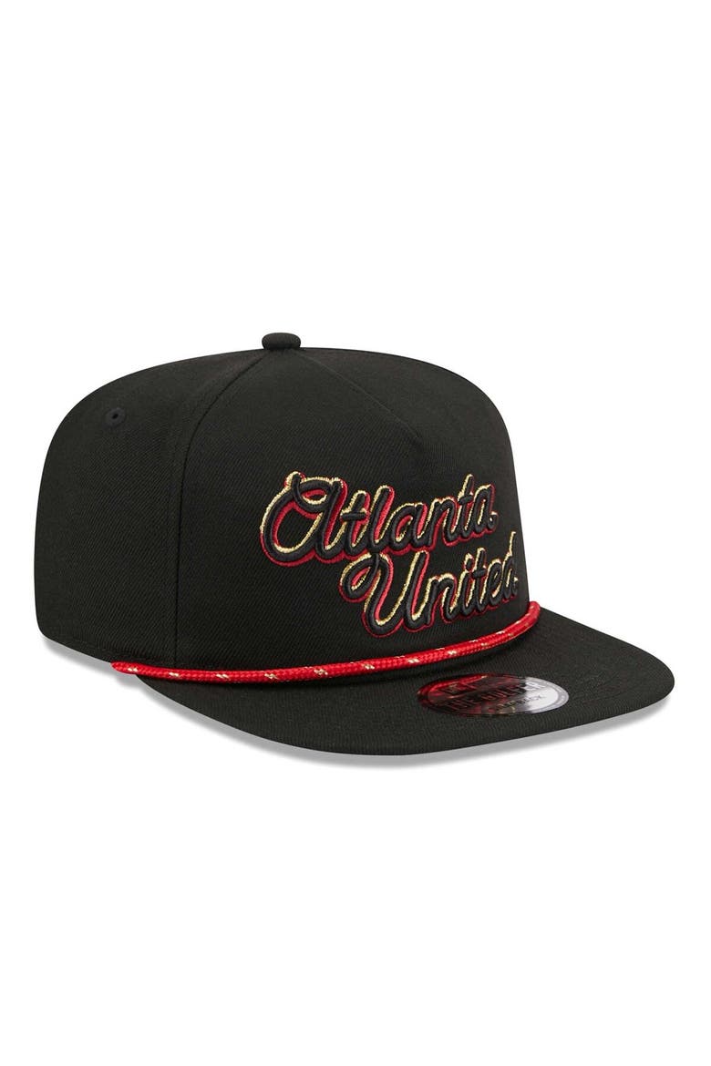 Men's New Era  Black Atlanta United FC Script Golfer Adjustable Hat, Alternate, color, Black