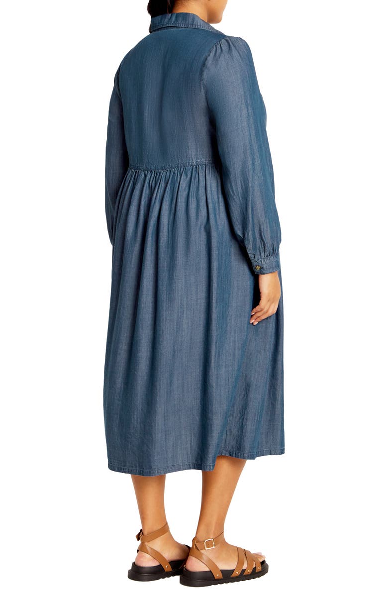 City Chic Long Sleeve Denim Shirtdress, Alternate, color, 