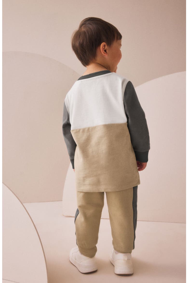 Kids' Colorblock Jersey Sweatshirt & Joggers Set, Alternate, color, NEUTRAL/ GREY