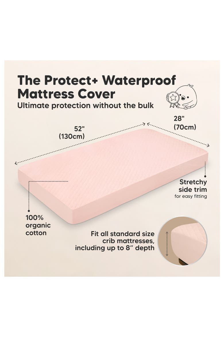 2-Pack Mavy Protect+ Waterproof Crib Mattress Protector, Alternate, color, Mist Rose