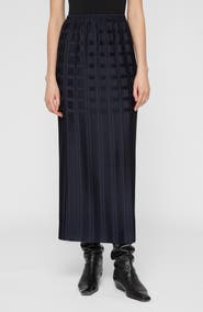 Lafayette 148 New York Basketweave Plissé Recycled Satin Maxi Skirt