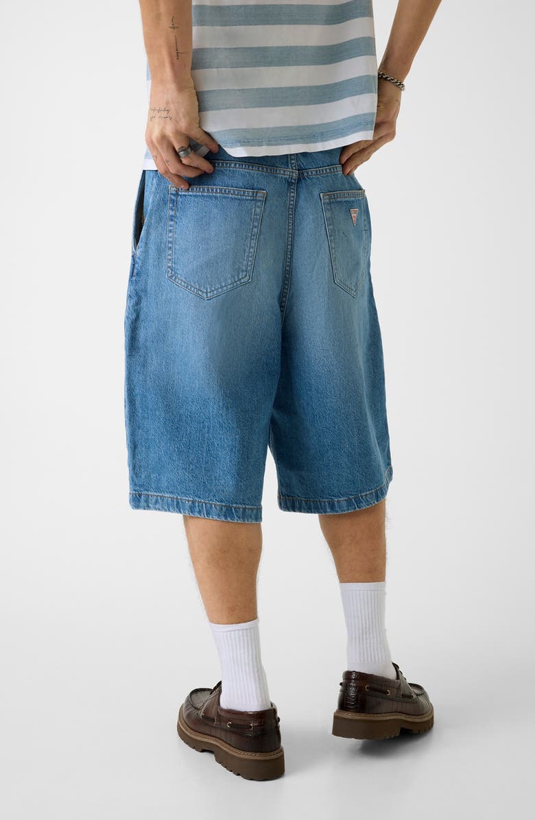 GUESS Pleated Baggy Denim Shorts, Alternate, color,