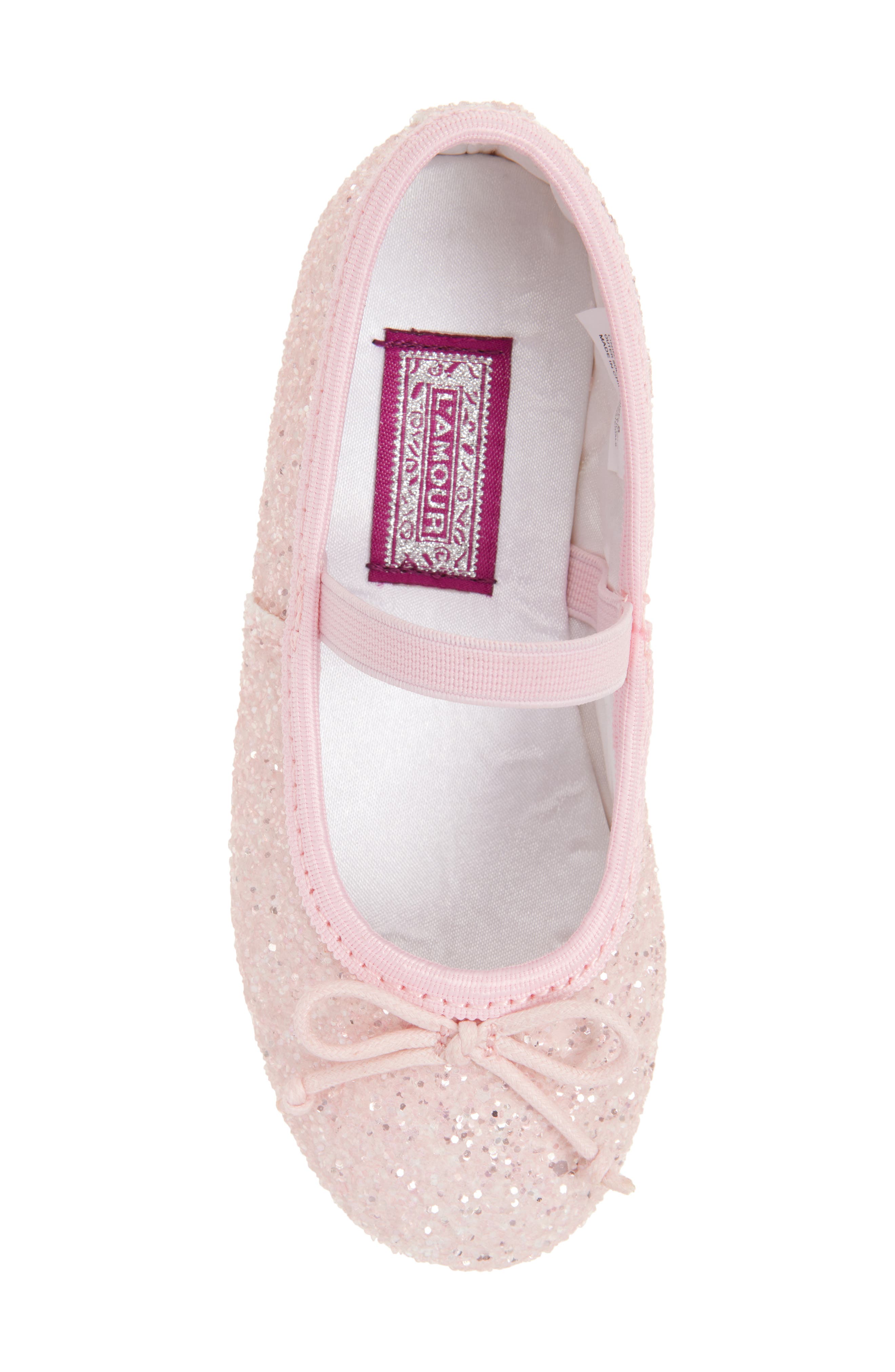Kids' Victoria Glitter Flat, Alternate, color, GLITTER PINK