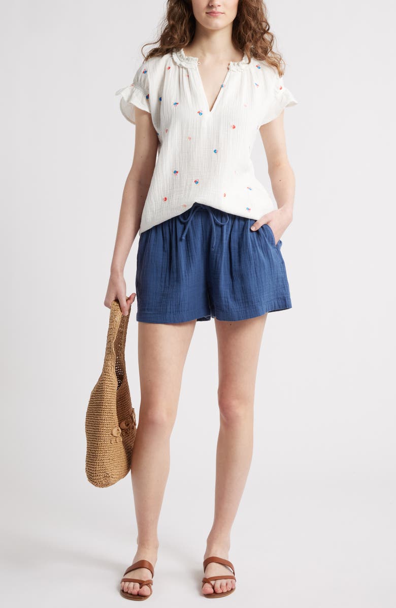 Caslon<sup>®</sup> Embroidered Cotton Gauze Top, Alternate, color, 