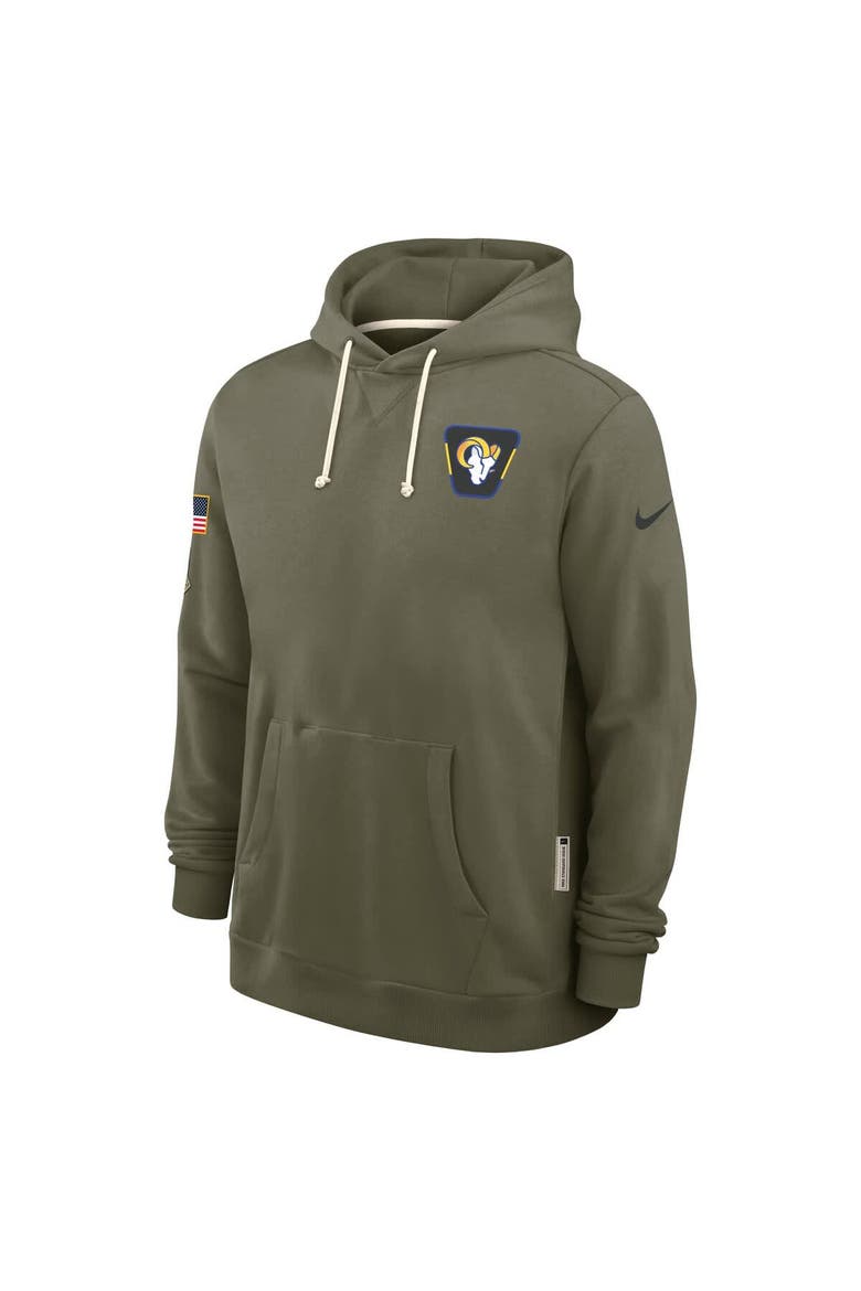 Men's Nike Olive Los Angeles Rams 2025 Salute to Service Sideline Standard Issue Dri-FIT Hoodie, Alternate, color, Olive