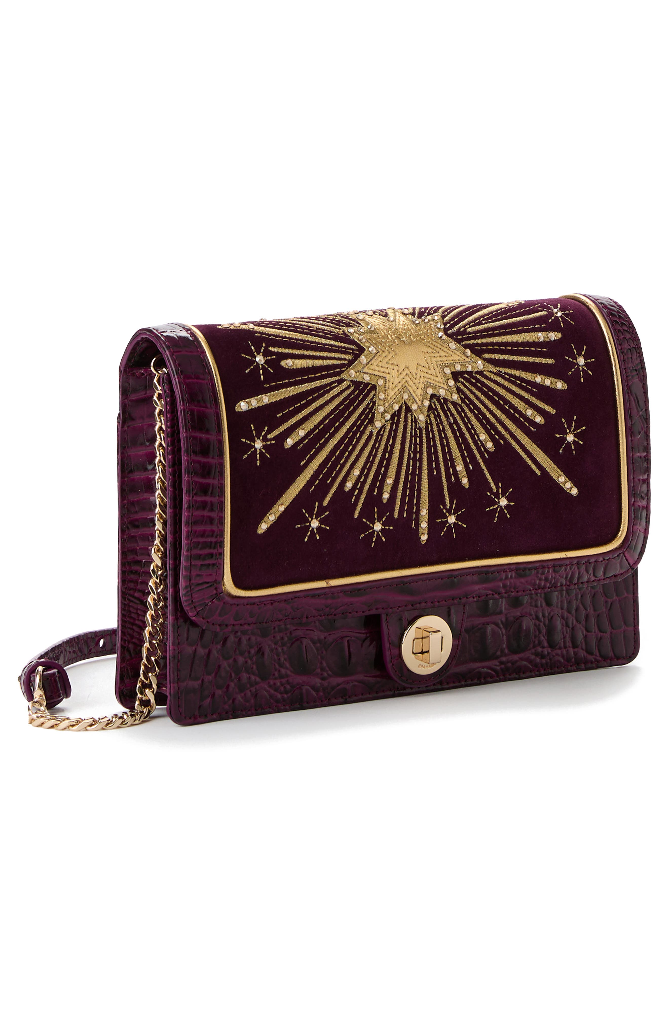 Wendy Croc Embossed Leather Crossbody Bag, Alternate, color, SUGAR PLUM