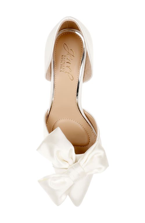 Jewel Badgley Mischka Women's Sidney Slip On Evening Bow Pumps In Ivory Satin
