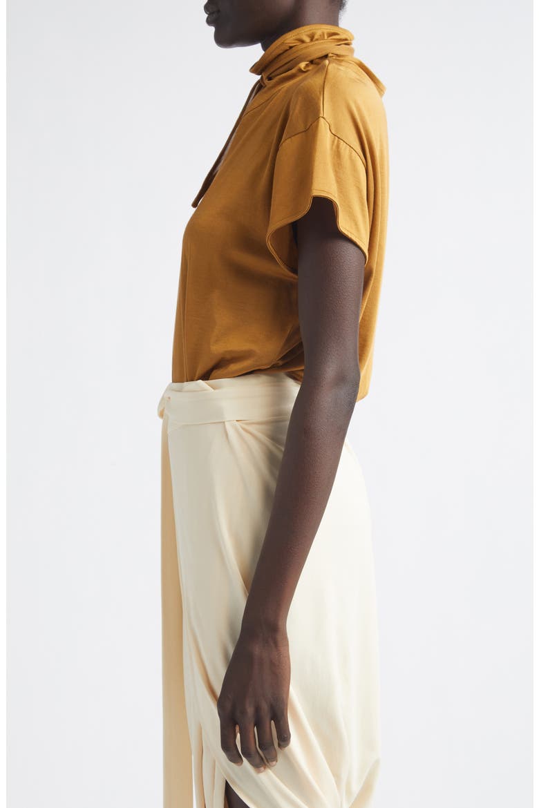 Scarf Neck Jersey Top, Alternate, color, CINNAMON BROWN