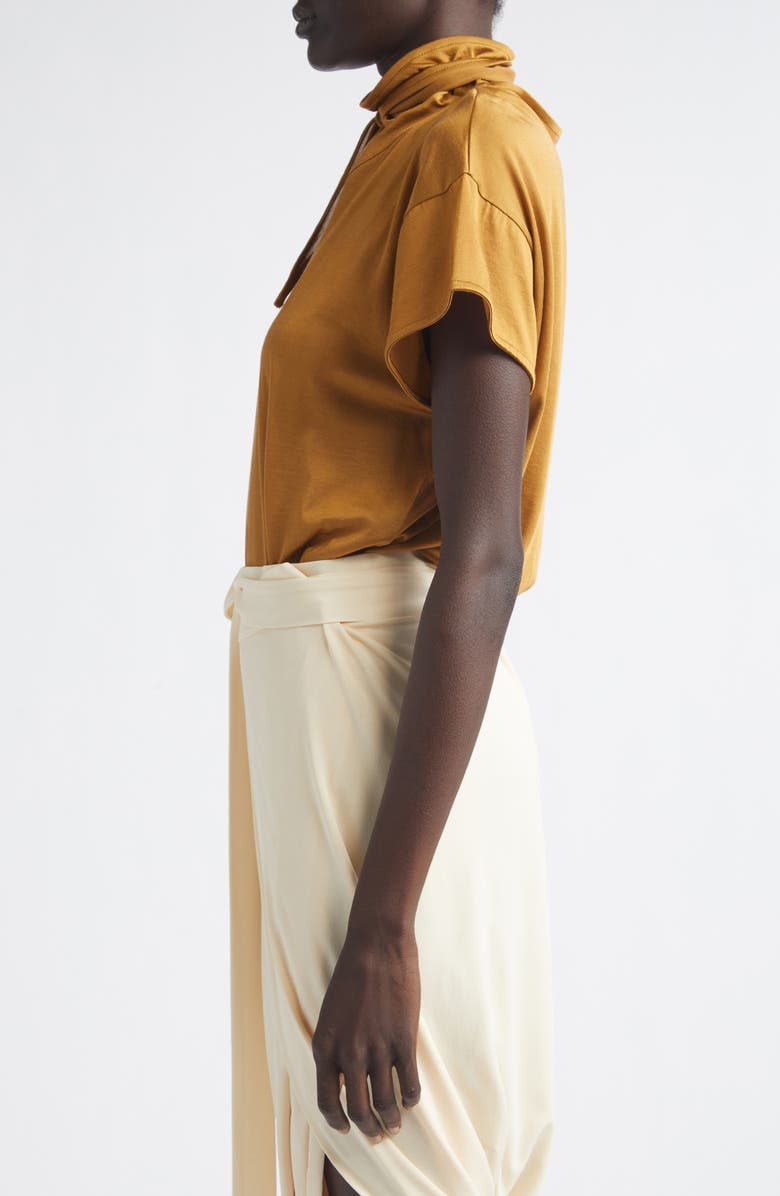 Lemaire Scarf Neck Jersey Top, Alternate, color, Cinnamon Brown