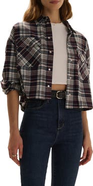 Favorite Daughter The New Habit Cropped Plaid Shirt