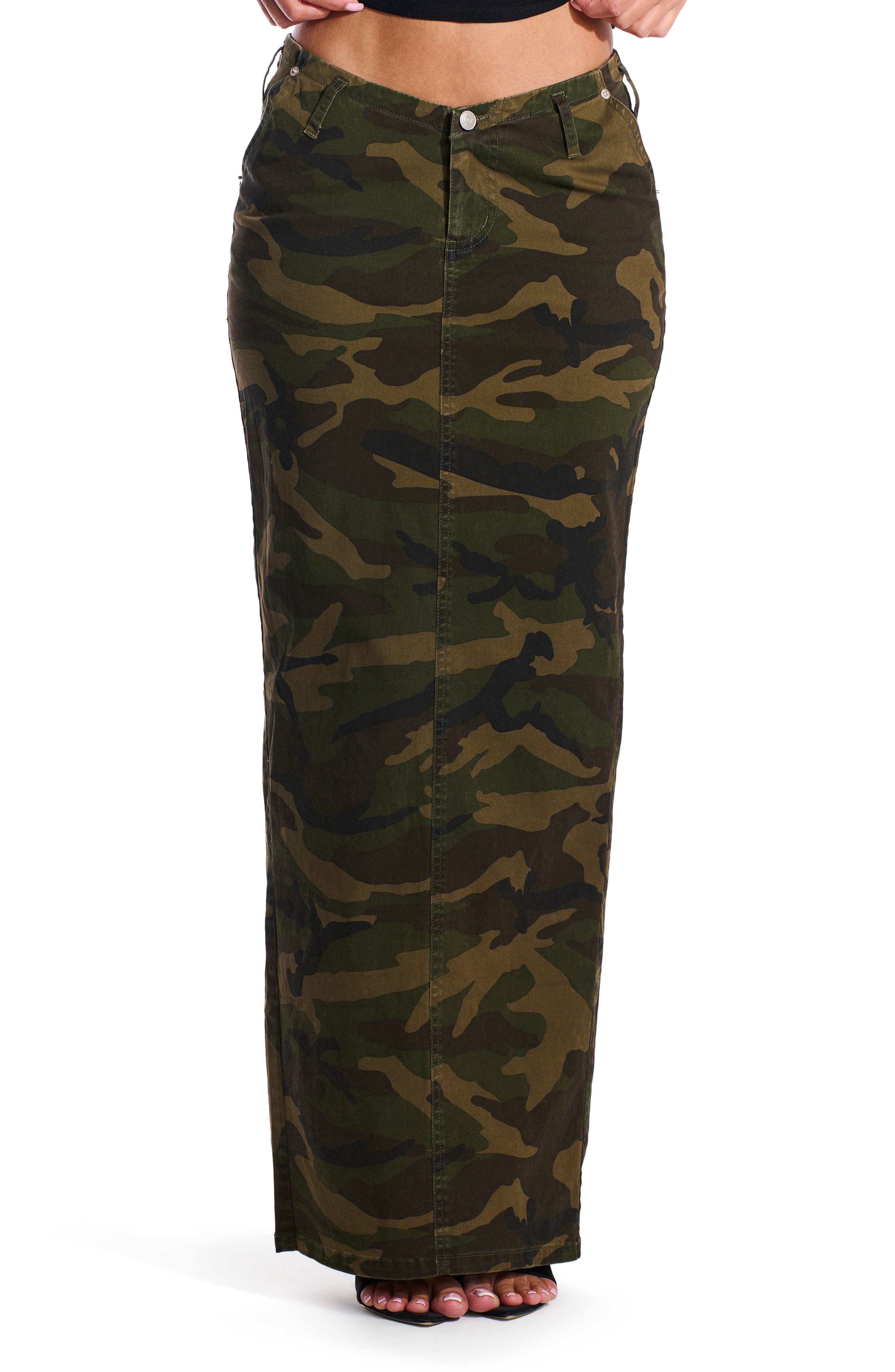 Naked Wardrobe Camo Denim Maxi Skirt (Women) | Nordstromrack