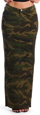 Naked Wardrobe Camo Denim Maxi Skirt